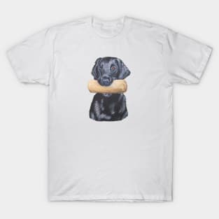 Flatcoated retriever with dumbbell T-Shirt